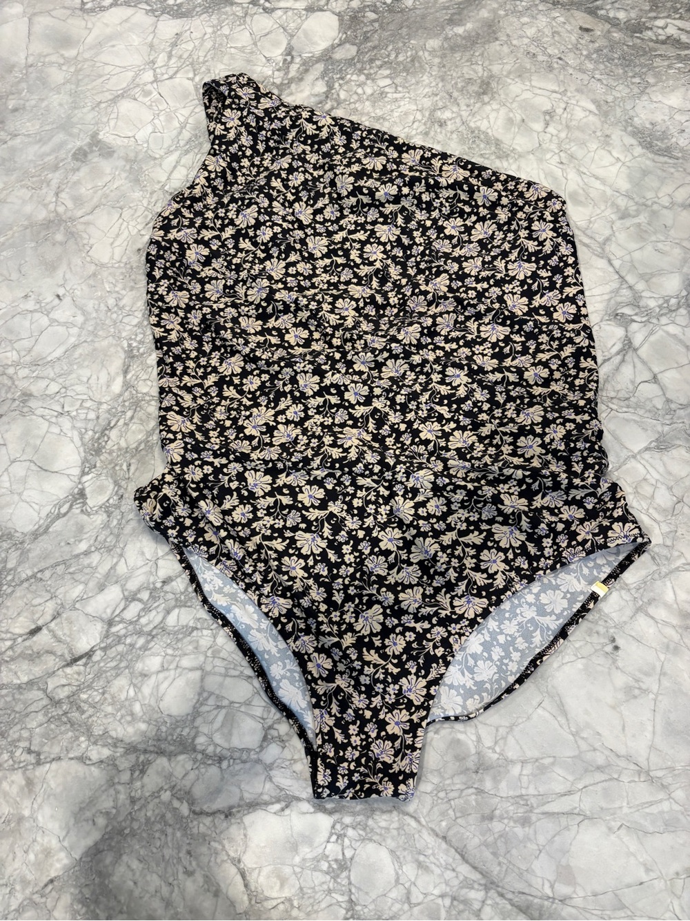 Summersalt Black Sidestroke Size 16 One-Shoulder Floral One-Piece Swimsuit